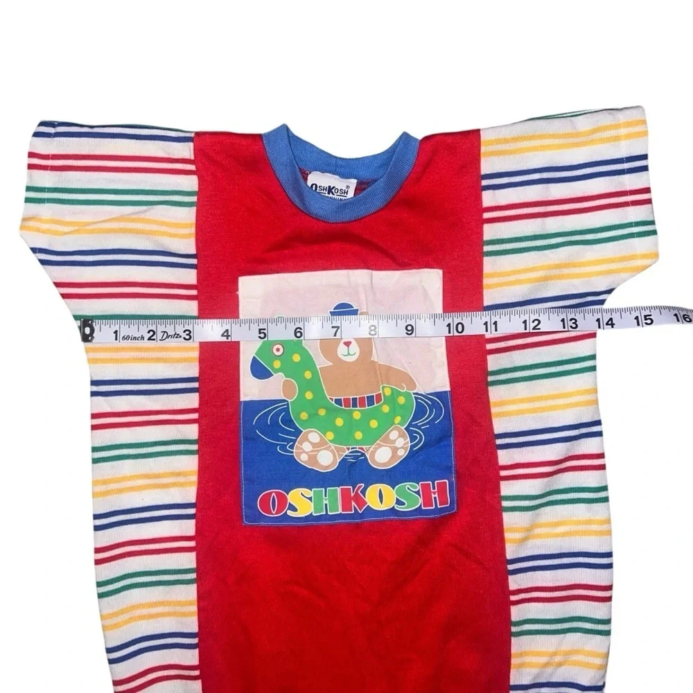RARE!⭐️ Vintage OshKosh B'gosh Striped Baby Bodysuit Primary Colors 24 Months